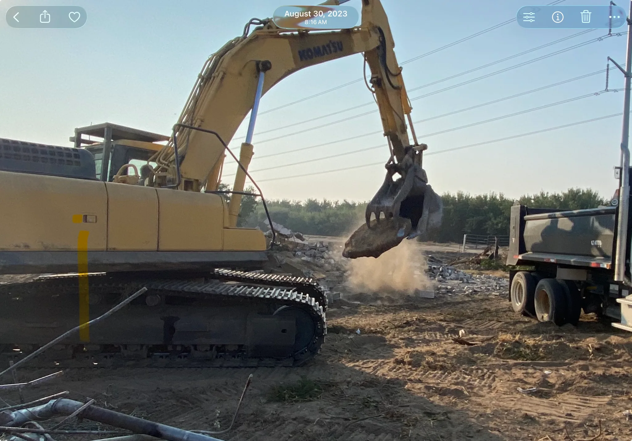 Excavator in action on a demolition site